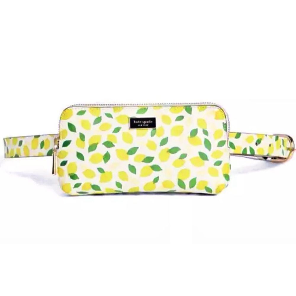 NWT KATE SPADE NEW YORK LEATHER LEMON PRINT FANNY PACK BELT BAG S/M